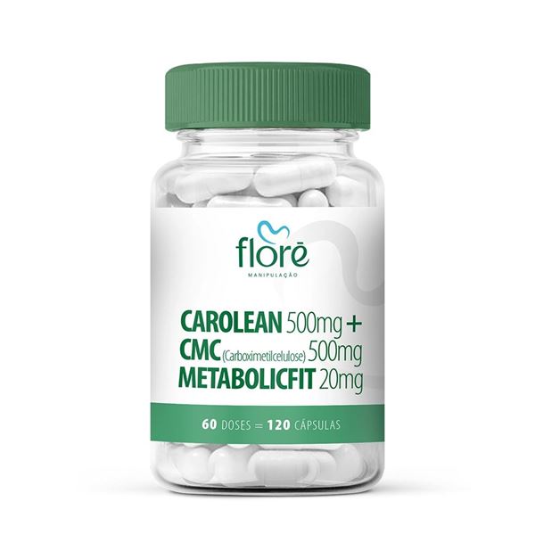 Carolean 500mg + CMC (Carboximetilcelulose) 500mg + Metabolic Fit 20mg em Cápsulas