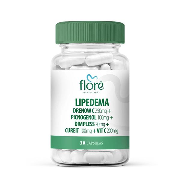 Lipedema: Drenow C 250mg + Picnogenol 100mg + Dimpless 20mg + Cureit 100mg + Vitamina C 200mg em Cápsulas