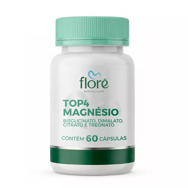 Magnésio Bisglicinato 125mg + Magnésio Dimalato 125mg + Magnésio Citrato 125mg + Magnésio Treonato 125mg em Cápsulas