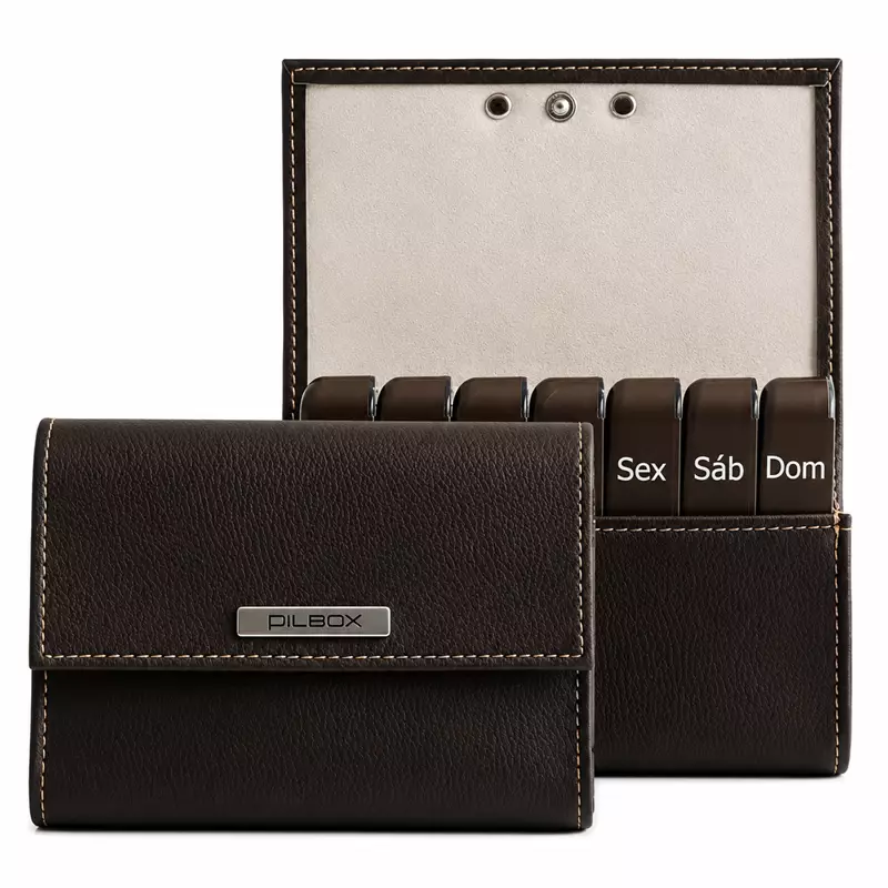 Porta Comprimidos PILBOX® Maxi | Organizador Semanal de Comprimidos | Cor Chocolate