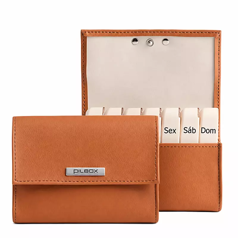 Porta Comprimidos PILBOX® Liberty | Organizador Semanal de Comprimidos | Cor Castanho